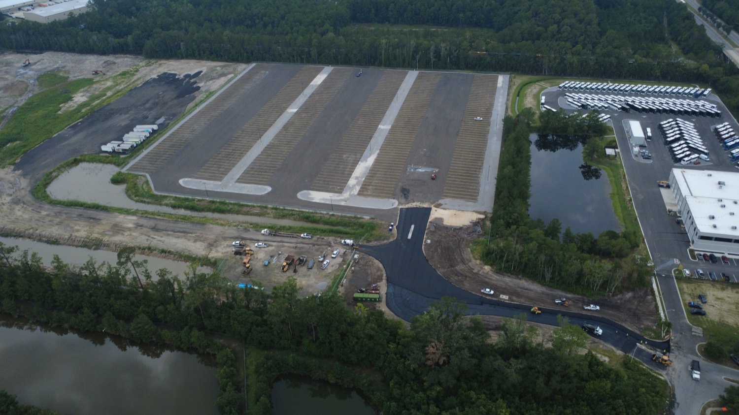 Aerial view of Riggy's Jacksonville - Pritchard Road truck parking lot from the south